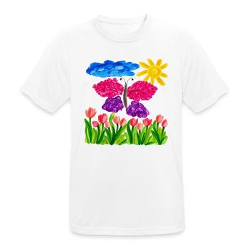 Farbenfroher Schmetterlingsgarten – Sonnenschein & Tulpen - Männer T-Shirt atmungsaktiv - Weiß - Vorne - AI Model Male 185 dark (185cm)