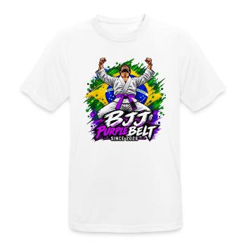 BJJ Lila Gürtel seit 2026 - Männer T-Shirt atmungsaktiv - Weiß - Vorne - AI Model Male 185 dark (185cm)
