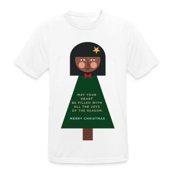 Weihnachtsgruß-Puppe im Grün - Männer T-Shirt atmungsaktiv - Weiß - Vorne - AI Model Male 185 dark (185cm)
