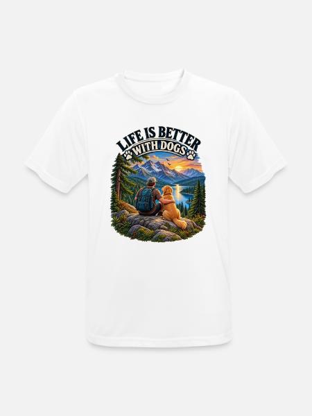 Life Is Better With Dogs - Männer T-Shirt atmungsaktiv - Weiß
