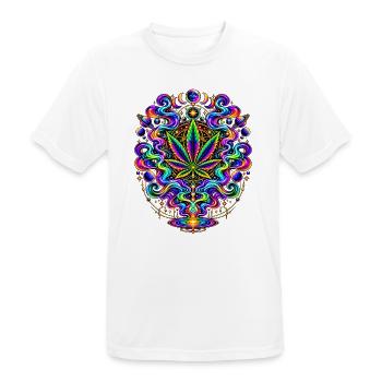 Psychedelisches Hanfblatt Feuerwerk - Männer T-Shirt atmungsaktiv - Weiß - Vorne - AI Model Male 185 dark (185cm)