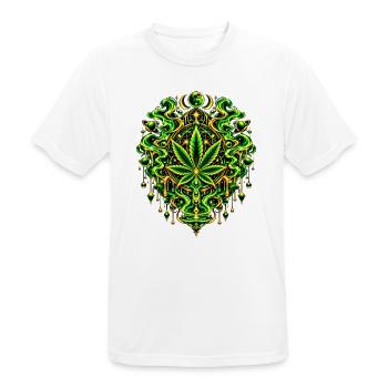 Grünes Cannabisblatt Mandala - Männer T-Shirt atmungsaktiv - Weiß - Vorne - AI Model Male 185 dark (185cm)