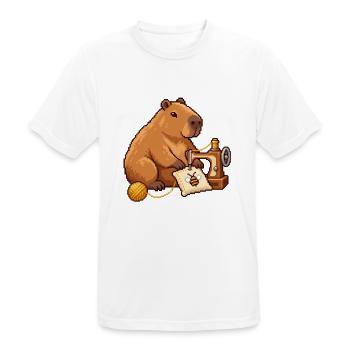 Capybara Pixel Art Designerin – Näherin - Männer T-Shirt atmungsaktiv - Weiß - Vorne - AI Model Male 185 dark (185cm)