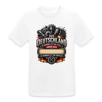 Meine Heimat Deutschland (Ortsname einfügen!) - Männer T-Shirt atmungsaktiv - Weiß - Vorne - AI Model Male 185 dark (185cm)