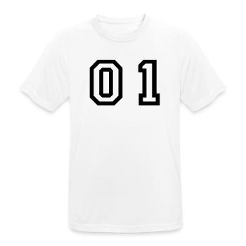 Nummer - 01 - zero one - Männer T-Shirt atmungsaktiv - Weiß - Vorne - AI Model Male 185 dark (185cm)