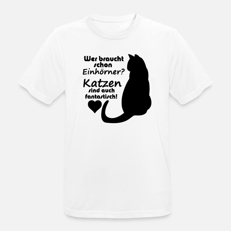 Katzen vs Einhörner Einhorn Katze Fun Geschenk - Männer T-Shirt atmungsaktiv - Weiß