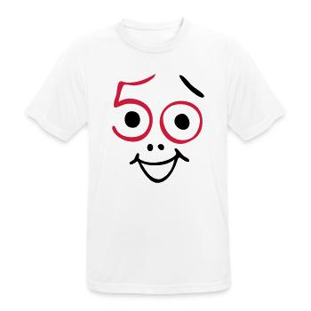 50 years old and still fresh! - Men's Breathable T-Shirt - white - Front - AI Model Male 185 dark (185cm)