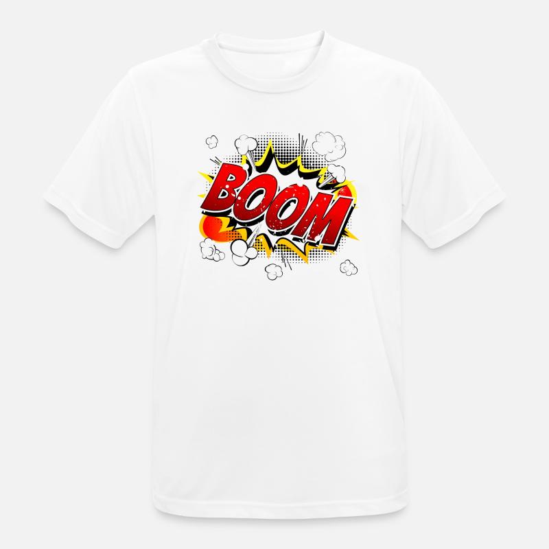 Boom Comic Grafik - Männer T-Shirt atmungsaktiv - Weiß