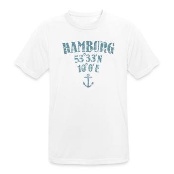 Hamburg Koordinaten - Männer T-Shirt atmungsaktiv - Weiß - Vorne - AI Model Male 185 dark (185cm)