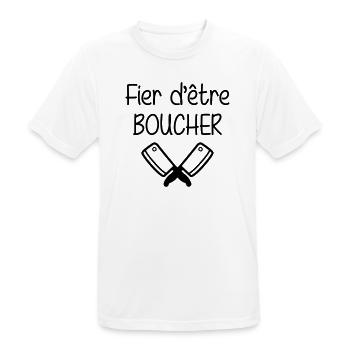 Fier d'être boucher - T-shirt respirant Homme - blanc - Devant - AI Model Male 185 dark (185cm)