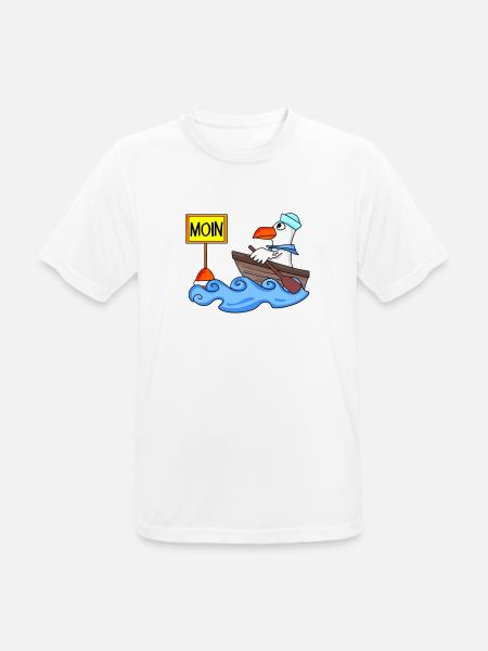 Moin Seemann Möwe Seemöwe Boot - Männer T-Shirt atmungsaktiv - Weiß