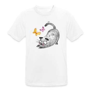 Katzenspiel mit Schmetterlingen - Männer T-Shirt atmungsaktiv - Weiß - Vorne - AI Model Male 185 dark (185cm)