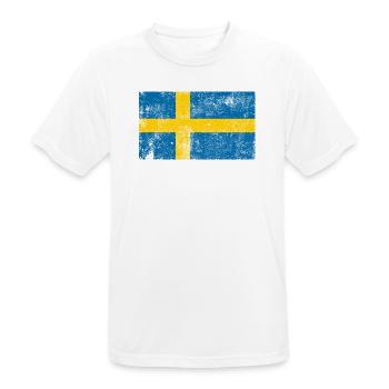 Sweden Flag Flag Grunge Retro Vintage - Men's Breathable T-Shirt - white - Front - AI Model Male 185 dark (185cm)