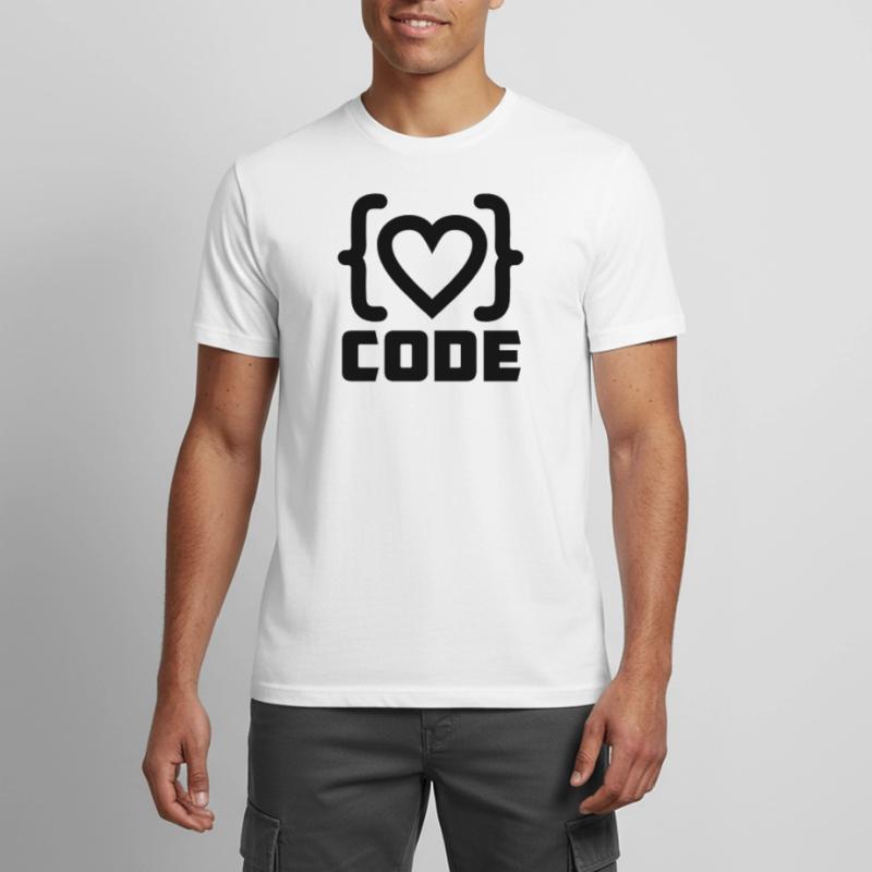 Logo de code de programmeur cardiaque avec texte CODE T-shirt respirant Homme