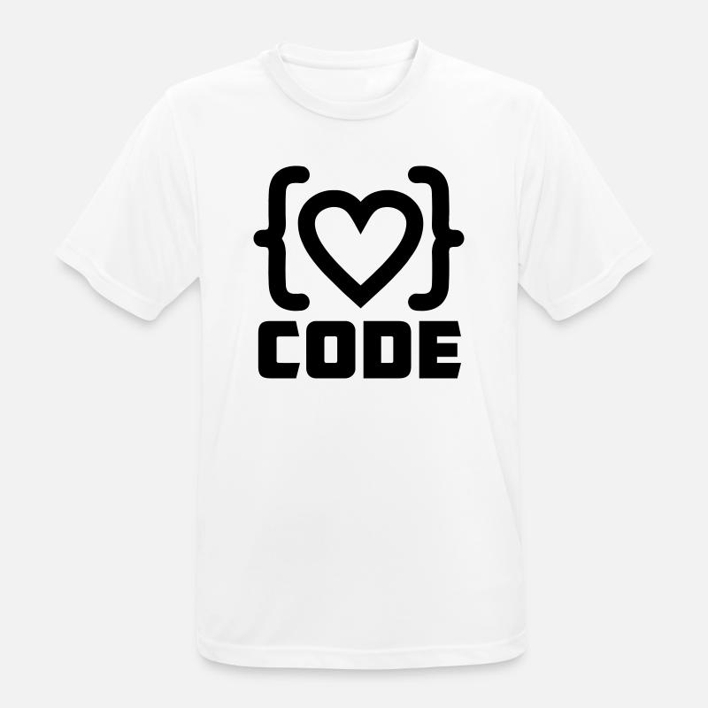 Herzprogrammierer Code Logo mit Text CODE - Männer T-Shirt atmungsaktiv - Weiß
