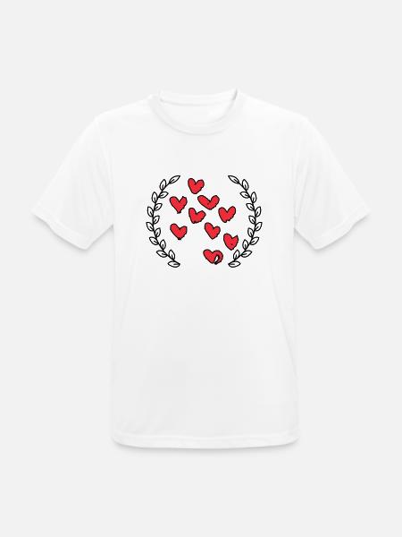 Pinselherzen auf Schwarz - Männer T-Shirt atmungsaktiv - Weiß