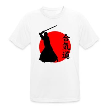 Aikido - Men's Breathable T-Shirt - white - Front - AI Model Male 185 dark (185cm)