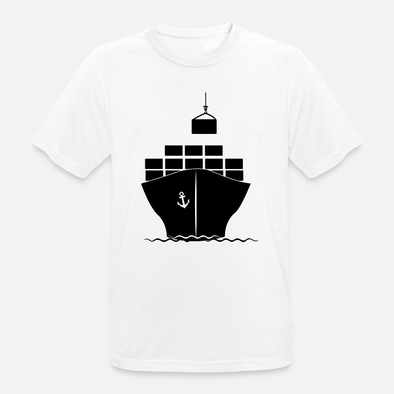 Sea container boat with crane loading - Men's Breathable T-Shirt - white