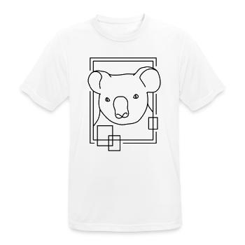 Koala en forme géométrique - Conception d’art au trait - T-shirt respirant Homme - blanc - Devant - AI Model Male 185 dark (185cm)