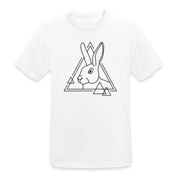 Lapin en forme géométrique - conception d’art au trait - T-shirt respirant Homme - blanc - Devant - AI Model Male 185 dark (185cm)