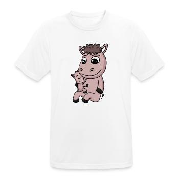 Pferd Familie - Pferd mit Baby - Männer T-Shirt atmungsaktiv - Weiß - Vorne - AI Model Male 185 dark (185cm)