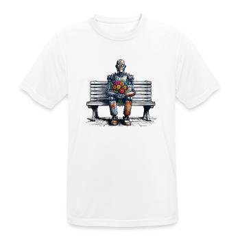 Robot banc fleurs Robot amour Art rouillé - T-shirt respirant Homme - blanc - Devant - AI Model Male 185 dark (185cm)