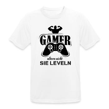 Gamer fitness dictons drôles Mise à niveau de la manette - T-shirt respirant Homme - blanc - Devant - AI Model Male 185 dark (185cm)
