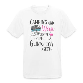 Camping und Wein Wohnwagen Camper Campingplatz - Männer T-Shirt atmungsaktiv - Weiß - Vorne - AI Model Male 185 dark (185cm)