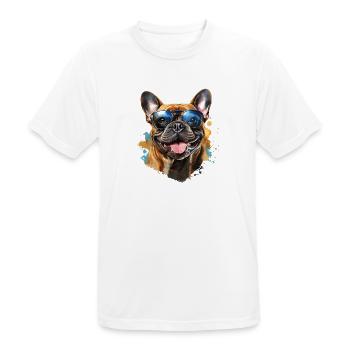 Frenchie with sunglasses - Men's Breathable T-Shirt - white - Front - AI Model Male 185 dark (185cm)