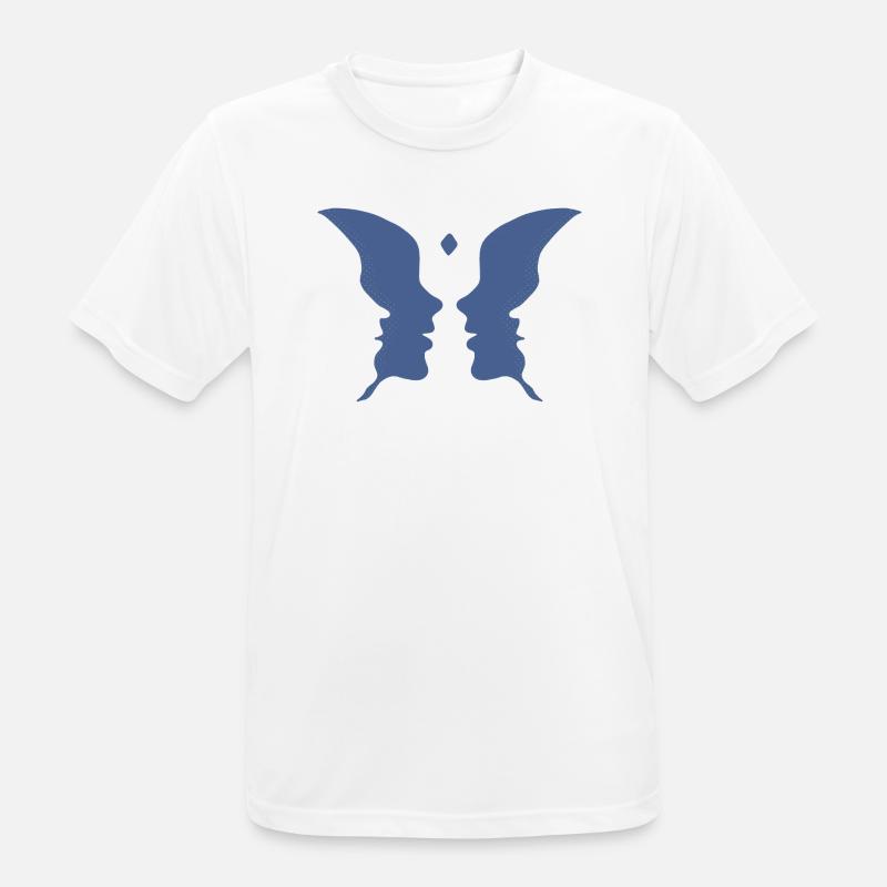 Küssende Gesichter oder ein Schmetterling - Männer T-Shirt atmungsaktiv - Weiß