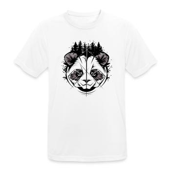 Tête de panda dans le style de la bande dessinée – Illustration forêt et nature - T-shirt respirant Homme - blanc - Devant - AI Model Male 185 dark (185cm)