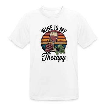 Wine Is My Therapy Wine Glass Outfit for - Men's Breathable T-Shirt - white - Front - AI Model Male 185 dark (185cm)