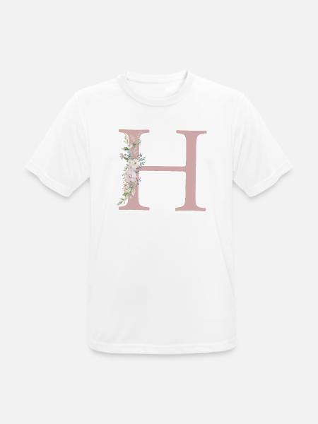 H Monogram, Floral, Personalizable - Men's Breathable T-Shirt - white