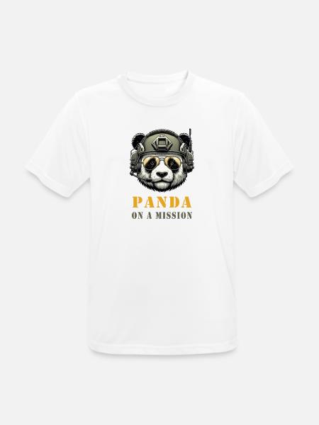 Panda in Mission / Military - Men's Breathable T-Shirt - white