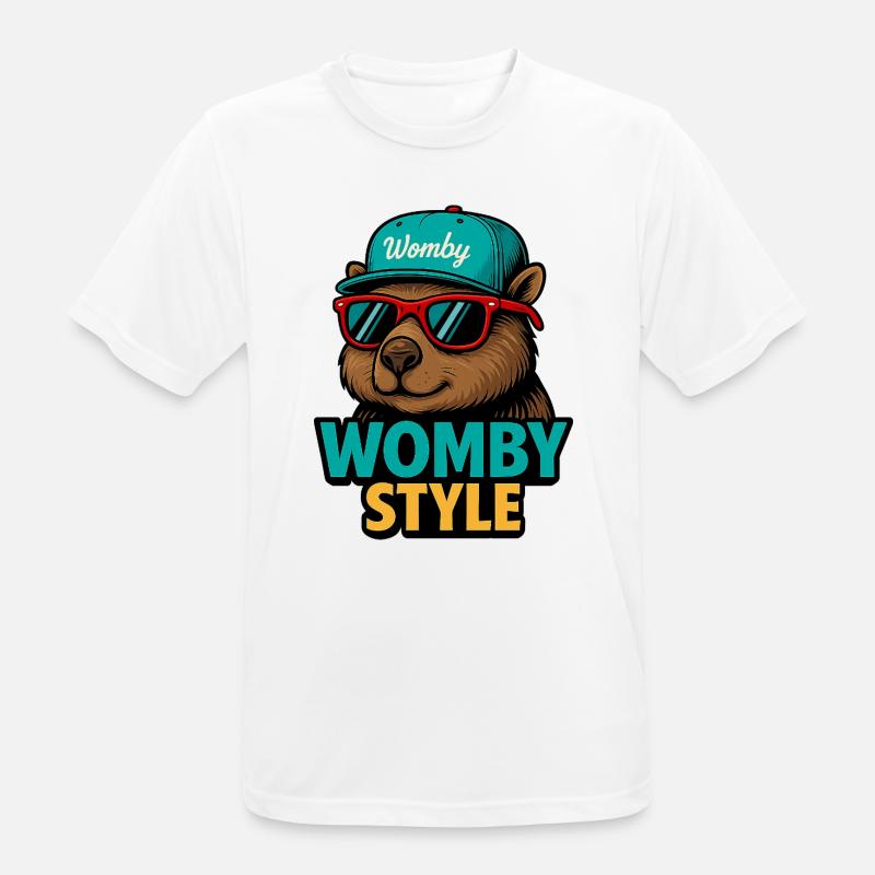 Womby Style Beaver with Sunglasses - Men's Breathable T-Shirt - white