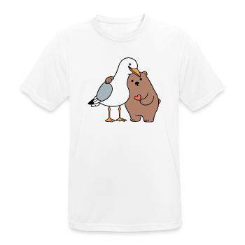 Mer du Nord Mouette Ours Brun Amitié Amour Maigre - T-shirt respirant Homme - blanc - Devant - AI Model Male 185 dark (185cm)