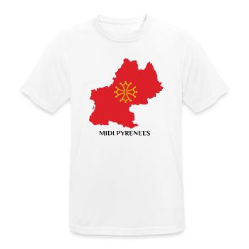 Carte du midi-pyrénée - T-shirt respirant Homme - blanc - Devant - AI Model Male 185 dark (185cm)