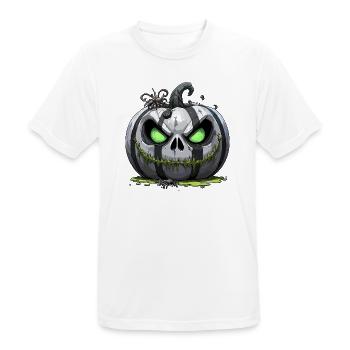 Grim Pumpkin Zombie with Green Eyes - Men's Breathable T-Shirt - white - Front - AI Model Male 185 dark (185cm)