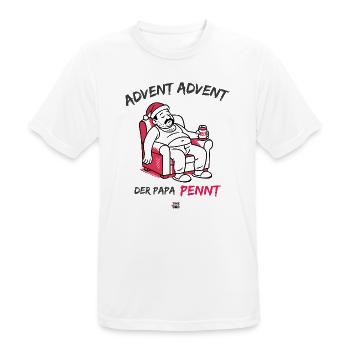 L’Avent, l’Avent, papa dort - T-shirt respirant Homme - blanc - Devant - AI Model Male 185 dark (185cm)