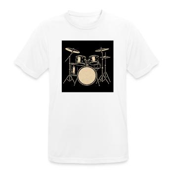 Black Silver Drumset Illustration - Men's Breathable T-Shirt - white - Front - AI Model Male 185 dark (185cm)