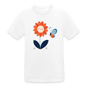 lachende Blume mit Schmetterling - Männer T-Shirt atmungsaktiv - Weiß - Vorne - AI Model Male 185 dark (185cm)