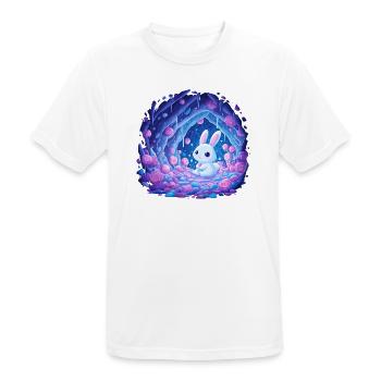 Mondschein Kaninchen im Rosenwald - Männer T-Shirt atmungsaktiv - Weiß - Vorne - AI Model Male 185 dark (185cm)