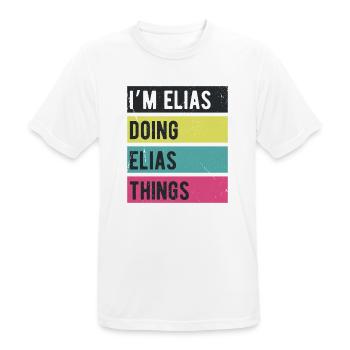 Ich bin Elias und mache Elias Dinge Retrofarben - Männer T-Shirt atmungsaktiv - Weiß - Vorne - AI Model Male 185 dark (185cm)