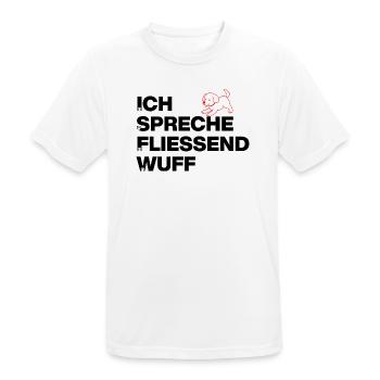 I SPEAK FLUENTLY WOOF, DOG POWER! DOGLOVER - Men's Breathable T-Shirt - white - Front - AI Model Male 185 dark (185cm)
