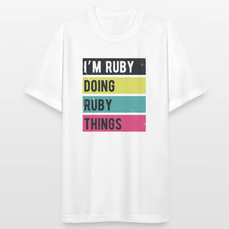 I’m Ruby Doing Ruby Things Retro Colors Men's Breathable T-Shirt