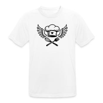 Kochmütze mit Herz und Flügeln - Männer T-Shirt atmungsaktiv - Weiß - Vorne - AI Model Male 185 dark (185cm)