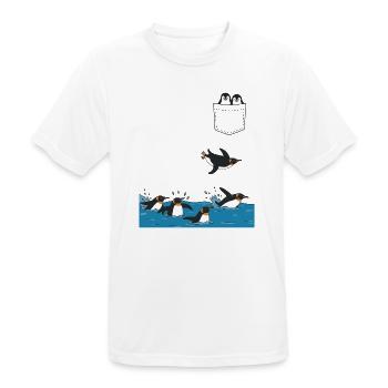 Penguin Jump Into The Water Pocket Design - Men's Breathable T-Shirt - white - Front - AI Model Male 185 dark (185cm)