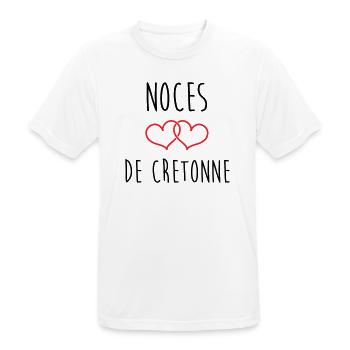 noces de cretonne 19 ans d'amour - T-shirt respirant Homme - blanc - Devant - AI Model Male 185 dark (185cm)