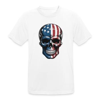 USA Totenkopf - Patriot Skull Design - Männer T-Shirt atmungsaktiv - Weiß - Vorne - AI Model Male 185 dark (185cm)
