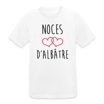 noces d'Albâtre 75 ans de mariage - T-shirt respirant Homme - blanc - Devant - AI Model Male 185 dark (185cm)
